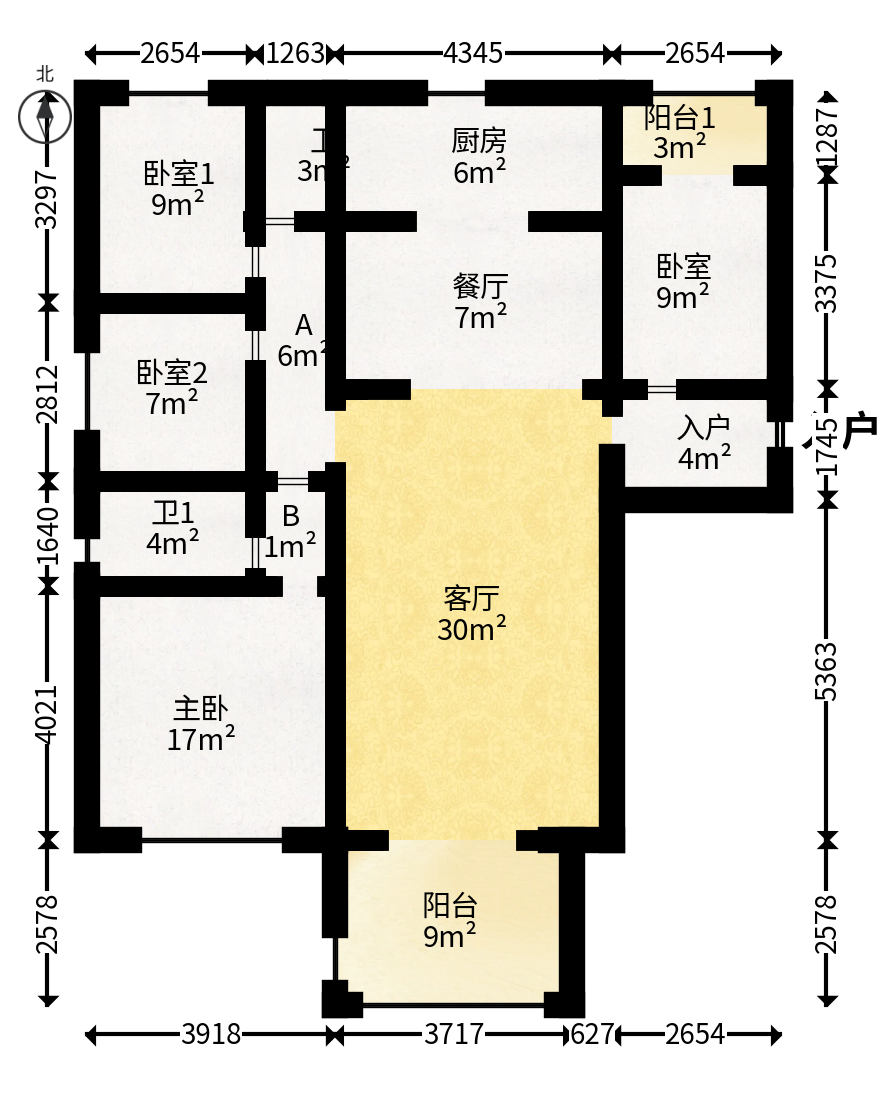 碧桂园翘楚棠  4室2厅2卫   129.80万户型图