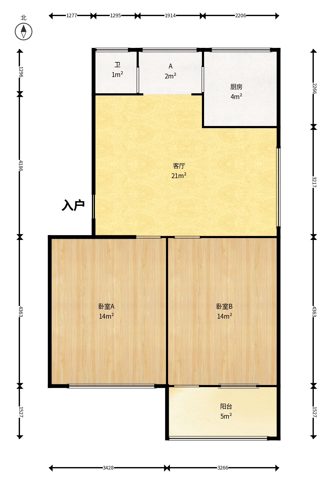 蒋家垅社区  2室2厅1卫    28.0万户型图
