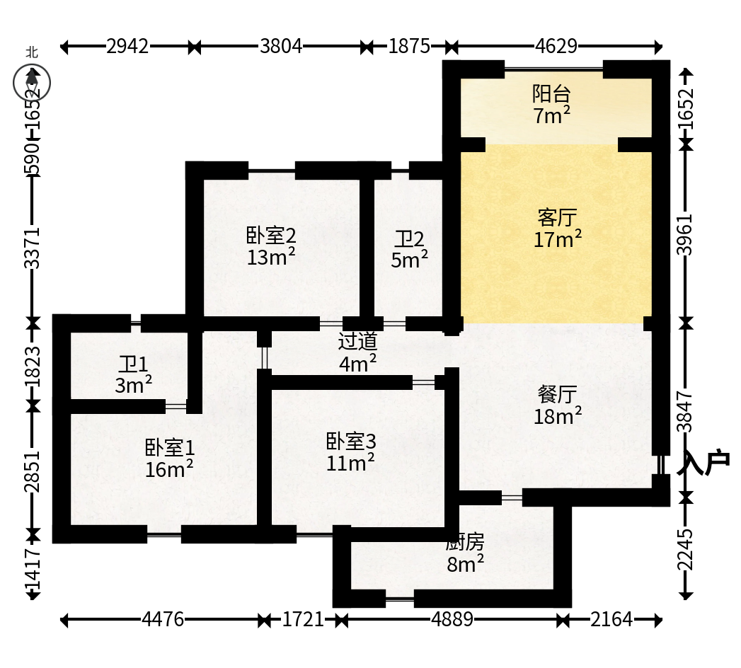 金碧文华  3室2厅2卫   112.00万户型图