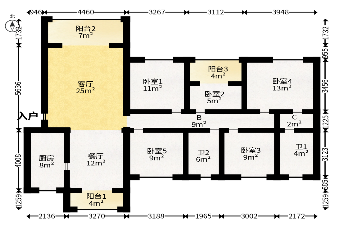 国欣向荣府  4室2厅2卫   180.00万户型图