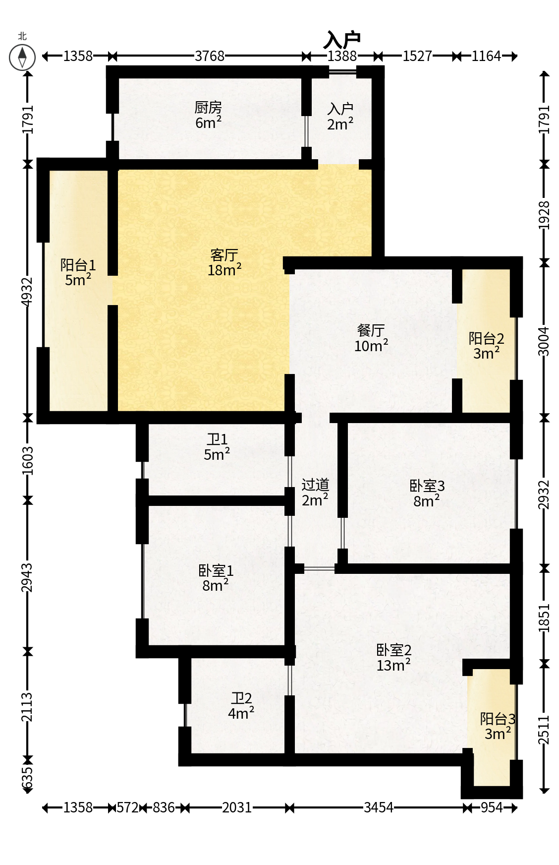 鑫科明珠  3室2厅2卫   97.00万户型图