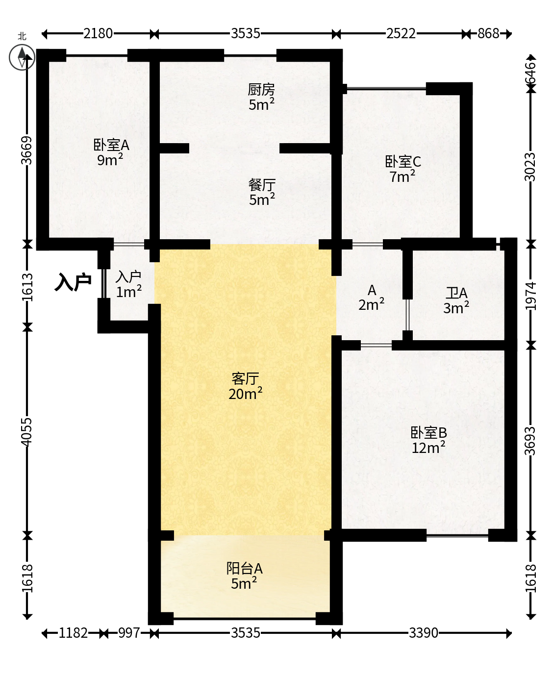 润和翰文府  3室2厅2卫   106.00万户型图