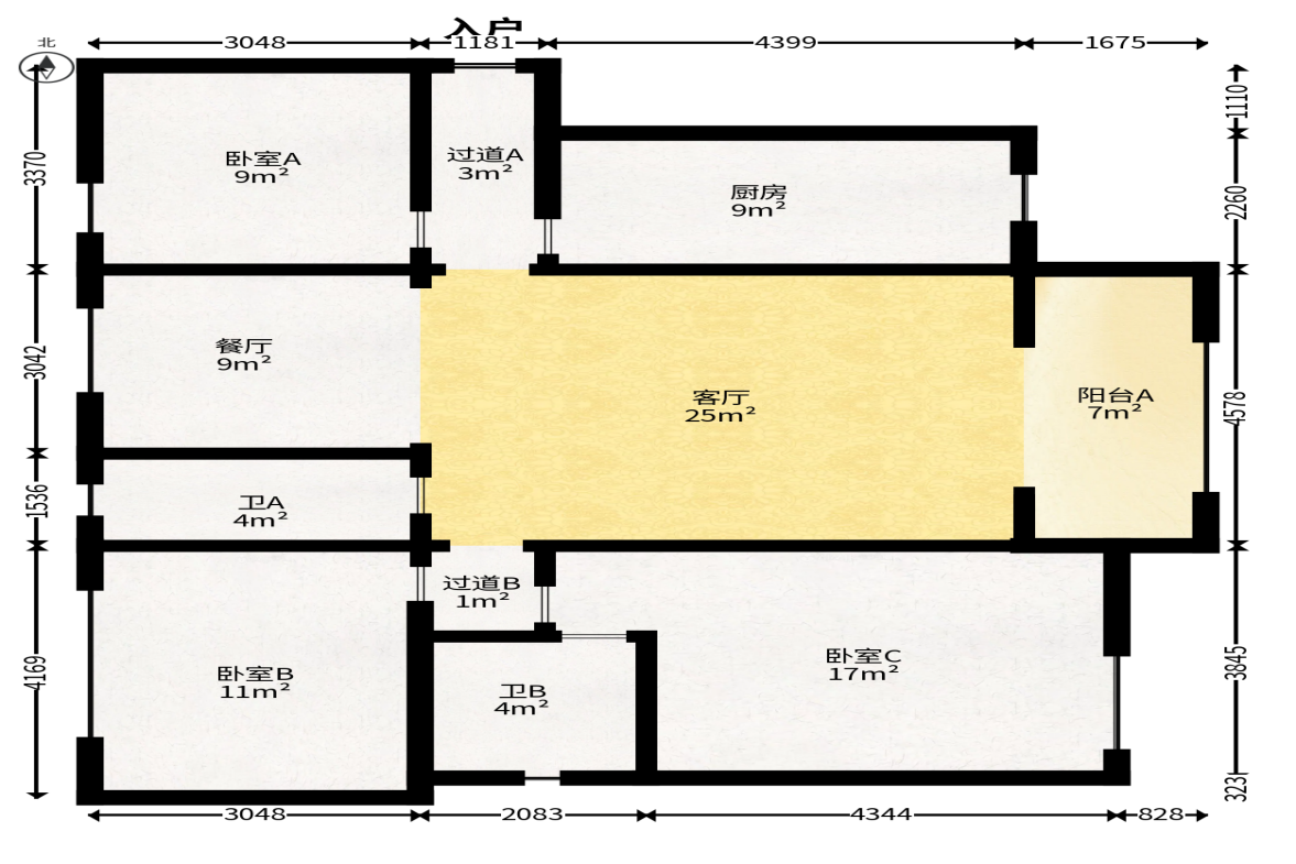 中建嘉和城  3室2厅2卫   109.80万户型图