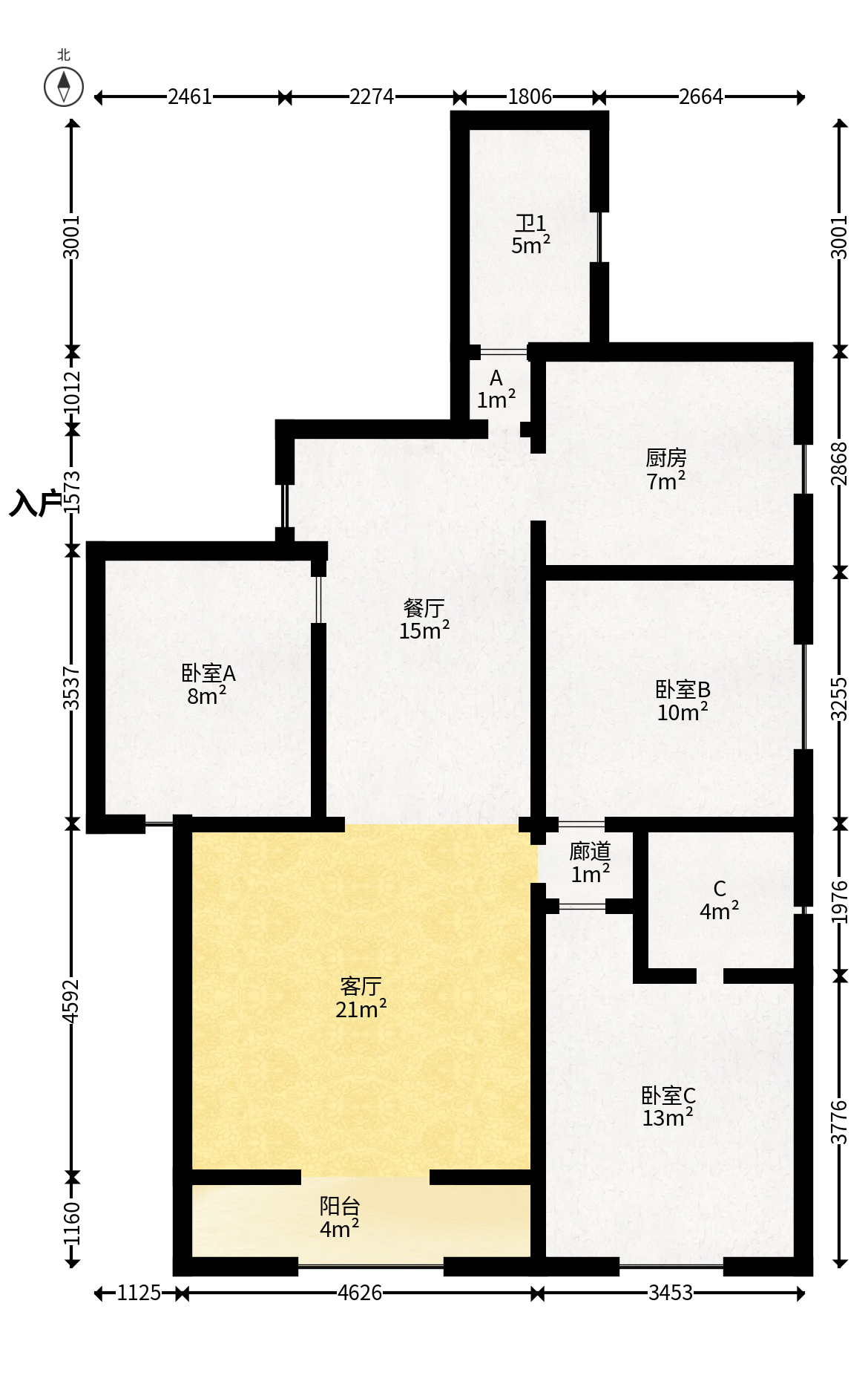 邦盛水岸御园  3室2厅1卫   72.00万户型图