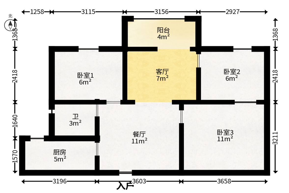华城广场  2室1厅1卫   58.00万户型图