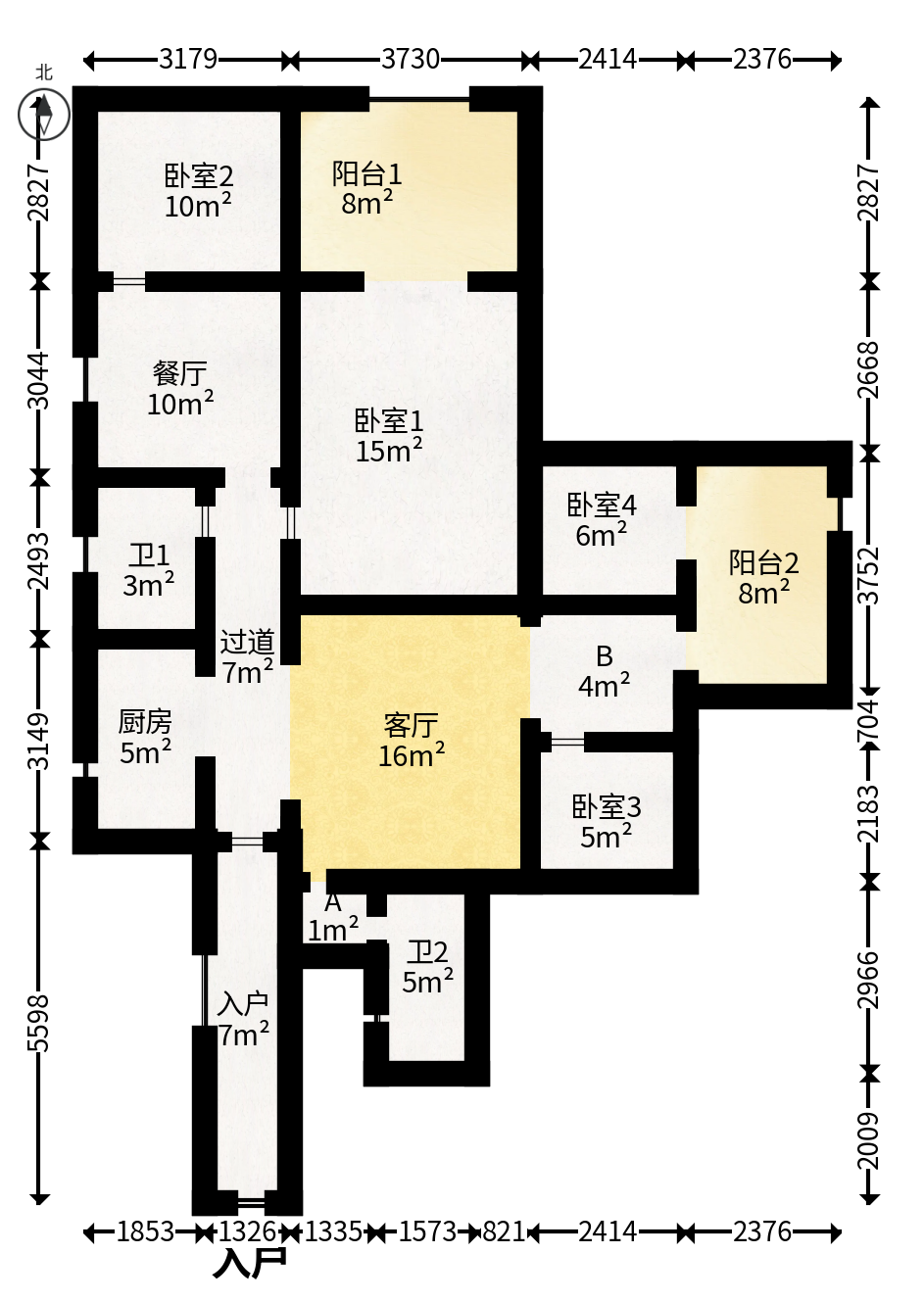 东方银座（东方摩卡）  4室2厅2卫   95.00万户型图
