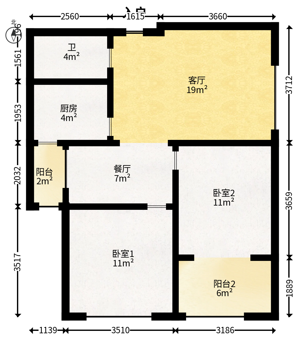 德思勤城市广场（宝格丽公寓）  2室2厅1卫   76.80万户型图