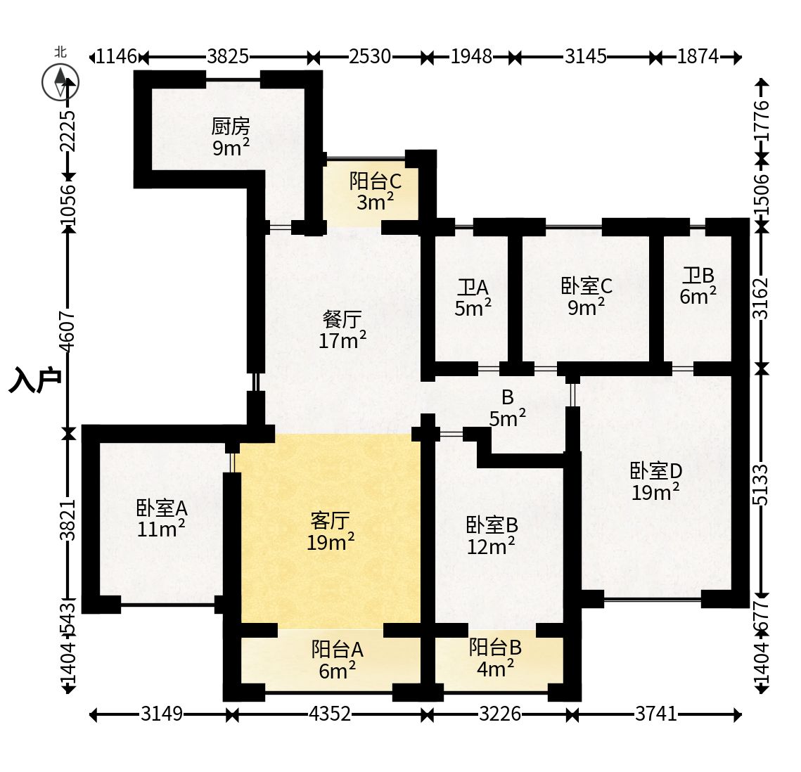 远洋红星天铂二期  4室2厅2卫   198.00万户型图