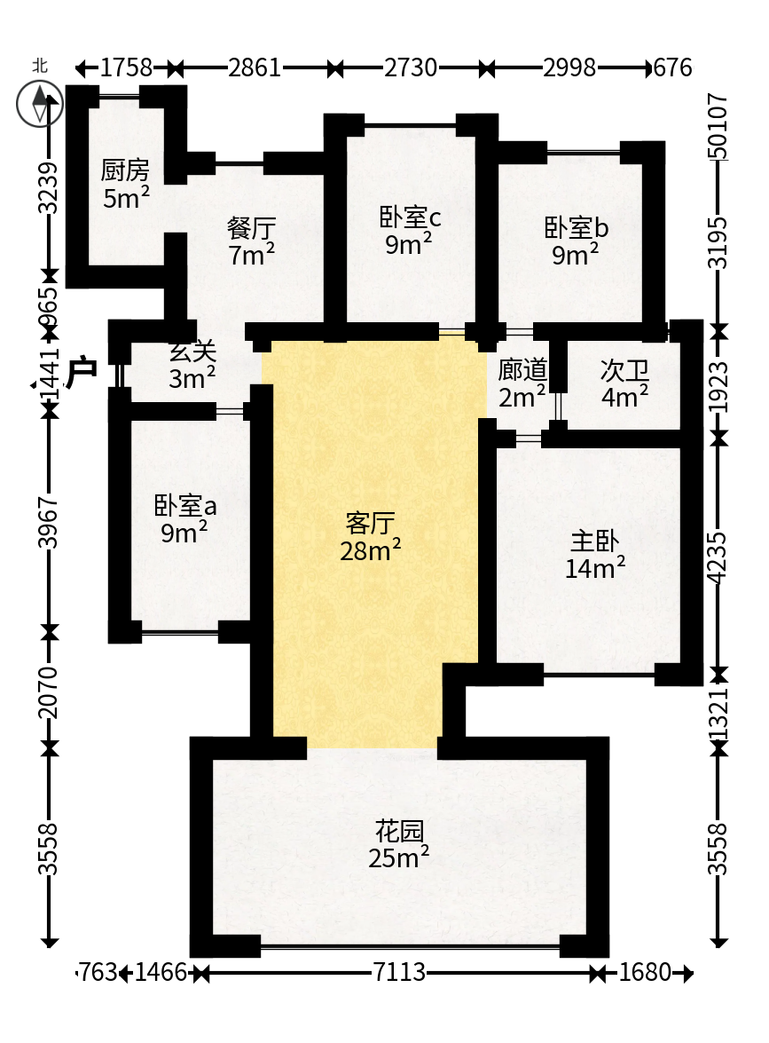 保利麓谷林语F区  4室2厅1卫   95.60万户型图