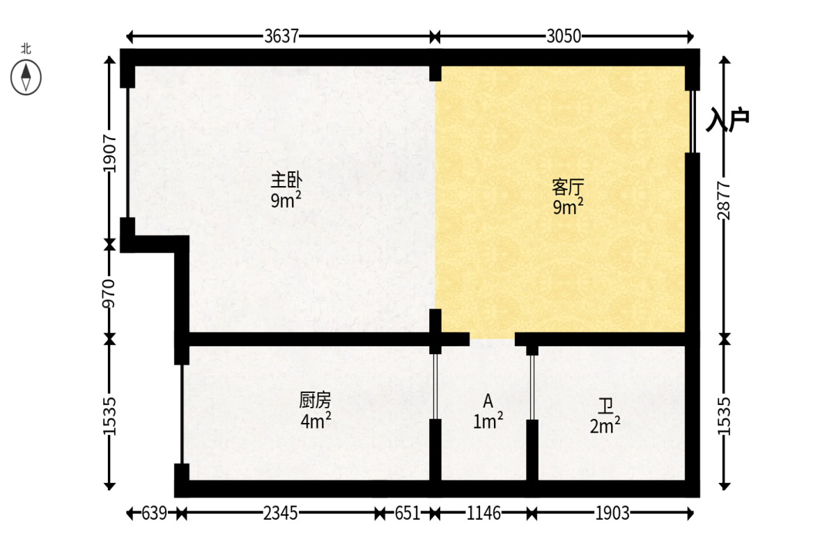 中天广场  1室1厅1卫   39.00万户型图