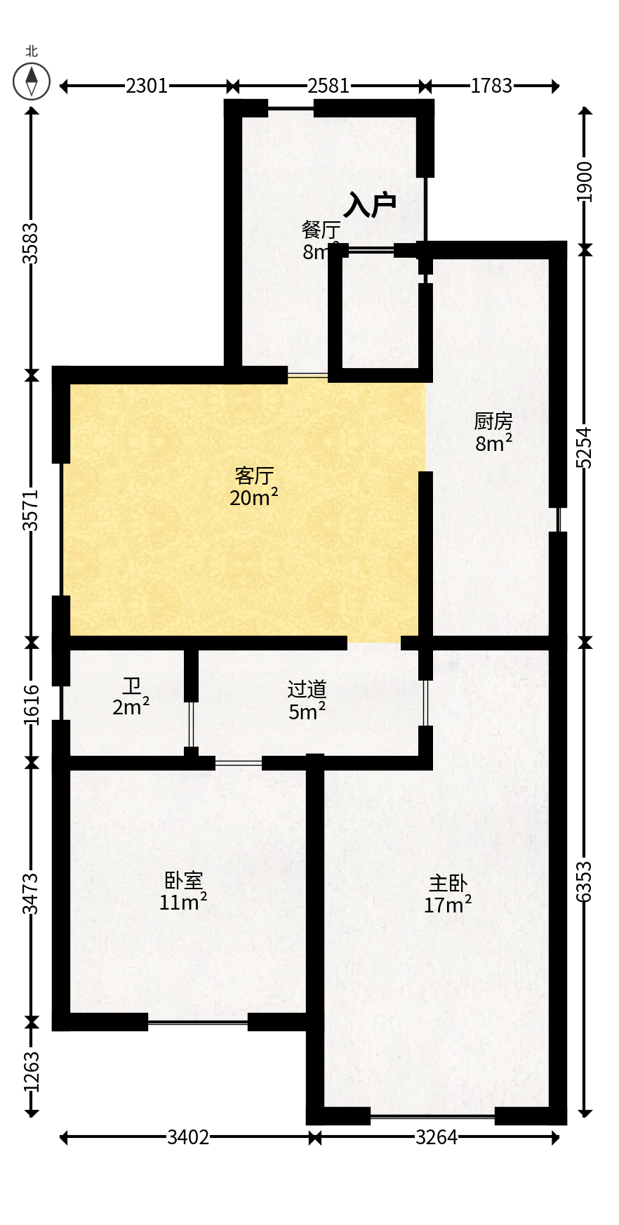新长海广场  3室1厅1卫   75.00万户型图