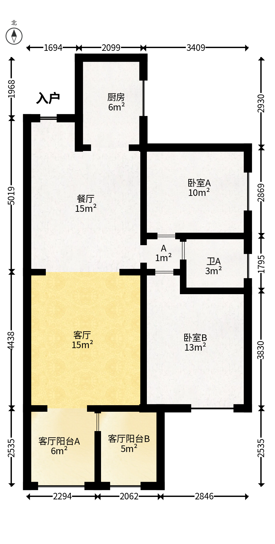 钰龙天下二期（钰龙佳园）  2室2厅1卫   255.00万户型图