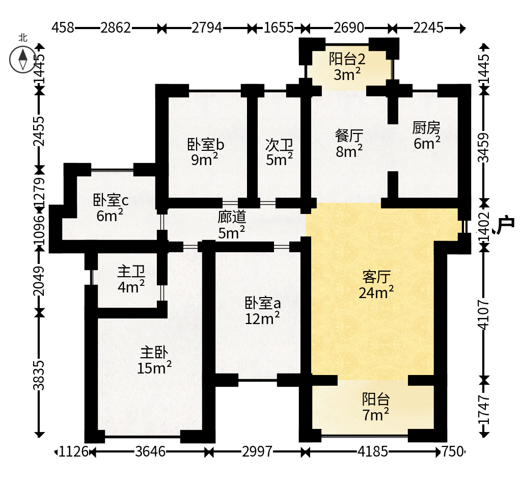 欣利梅溪左岸  4室2厅2卫   195.00万户型图
