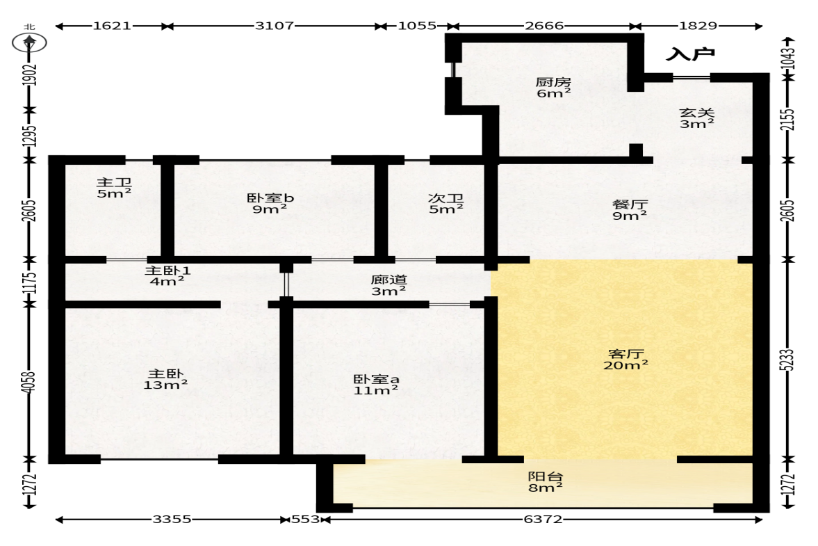 中国铁建湘语梅溪  3室2厅2卫   186.00万户型图