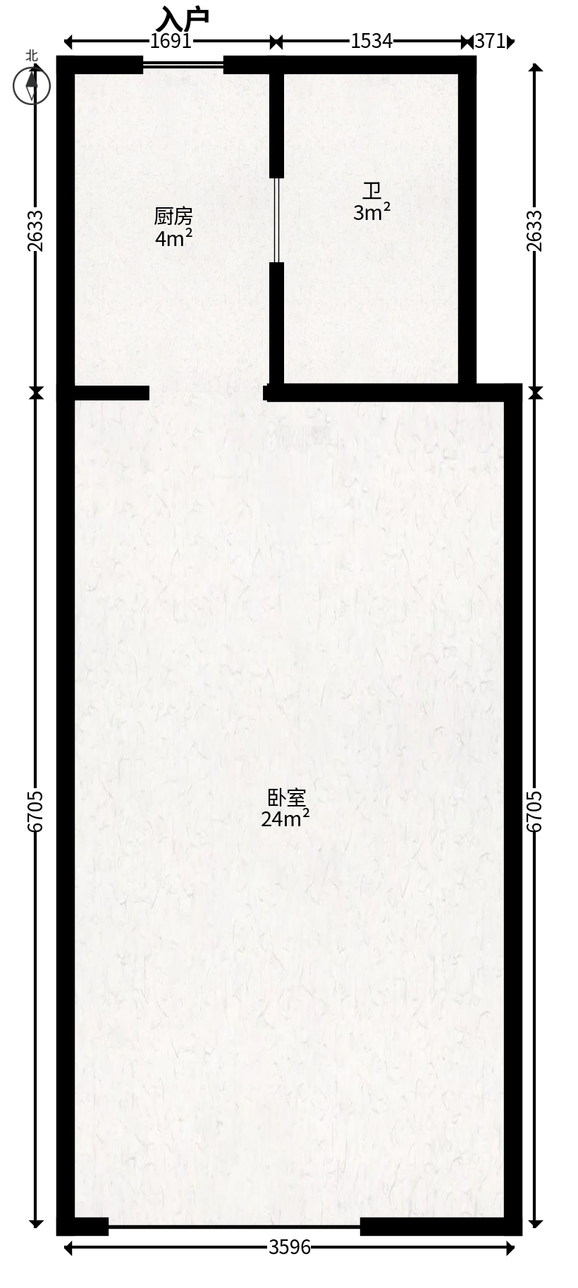 万润时光里  1室1厅1卫   30.00万户型图