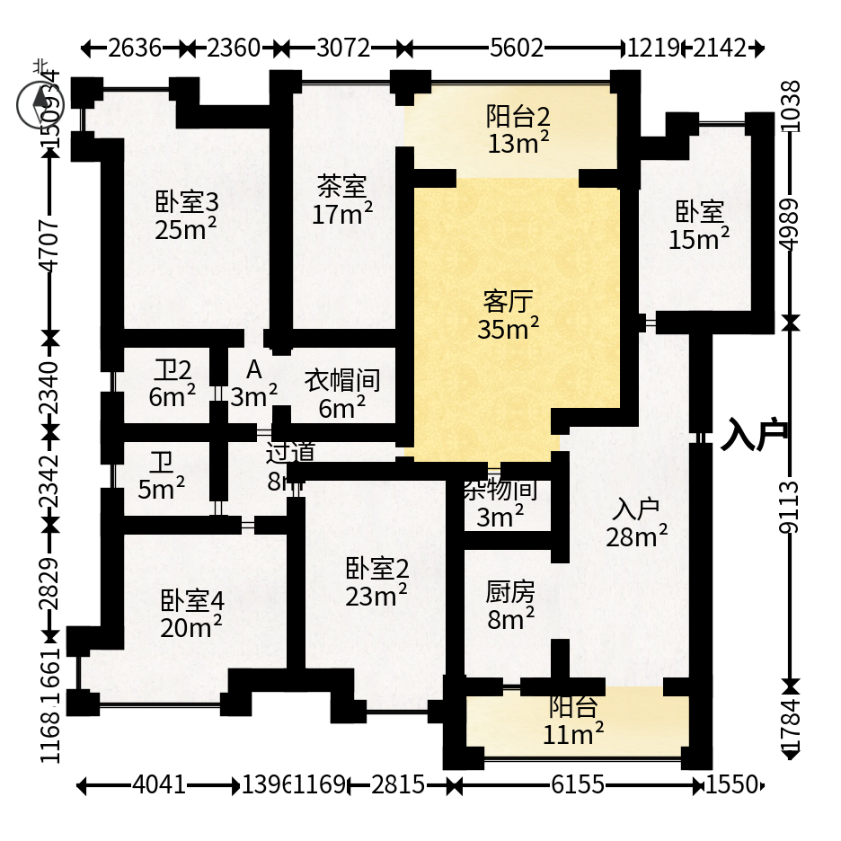 岳麓壹号  5室2厅2卫   288.00万户型图