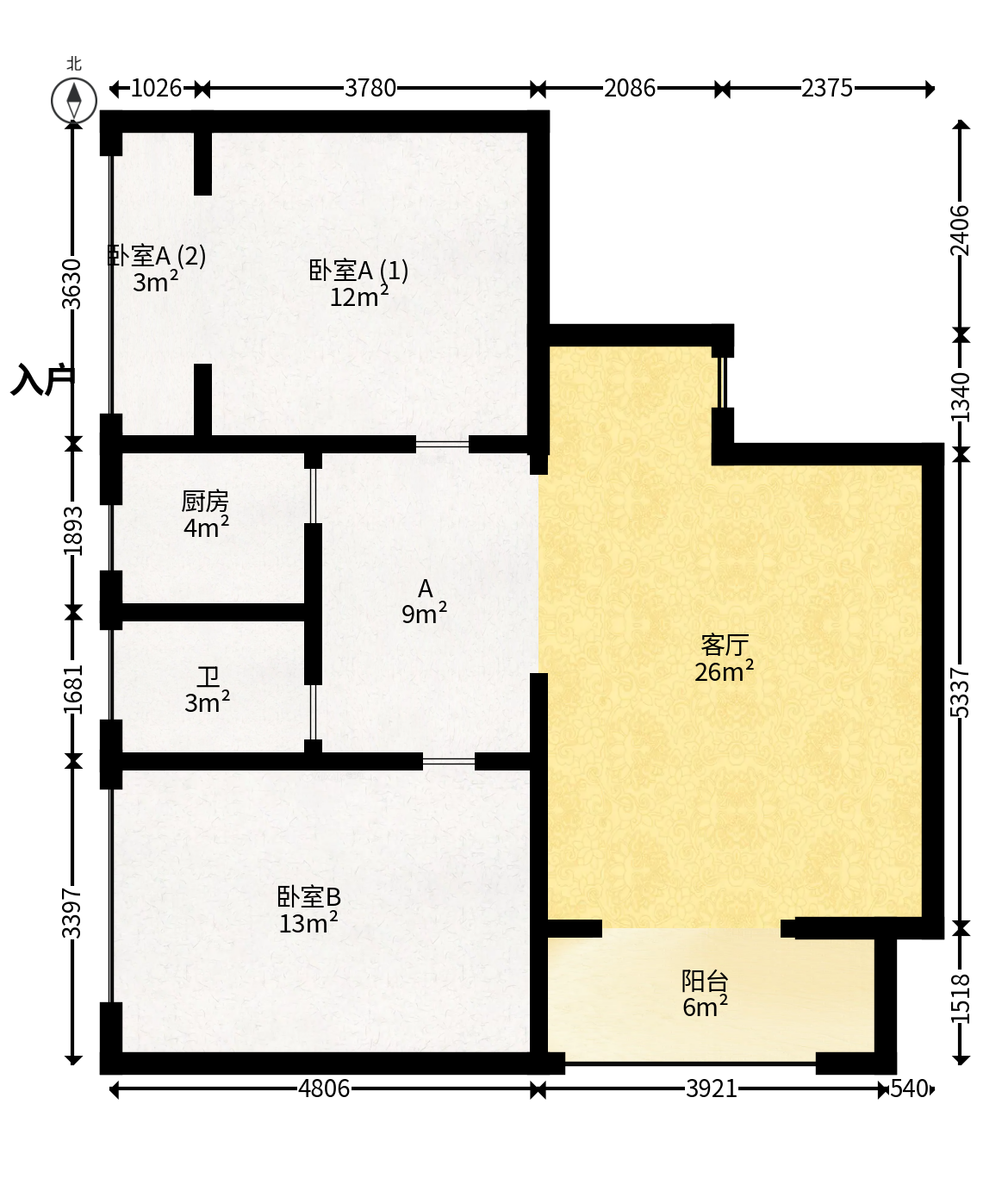 海林馨香雅苑  2室2厅1卫   75.00万户型图