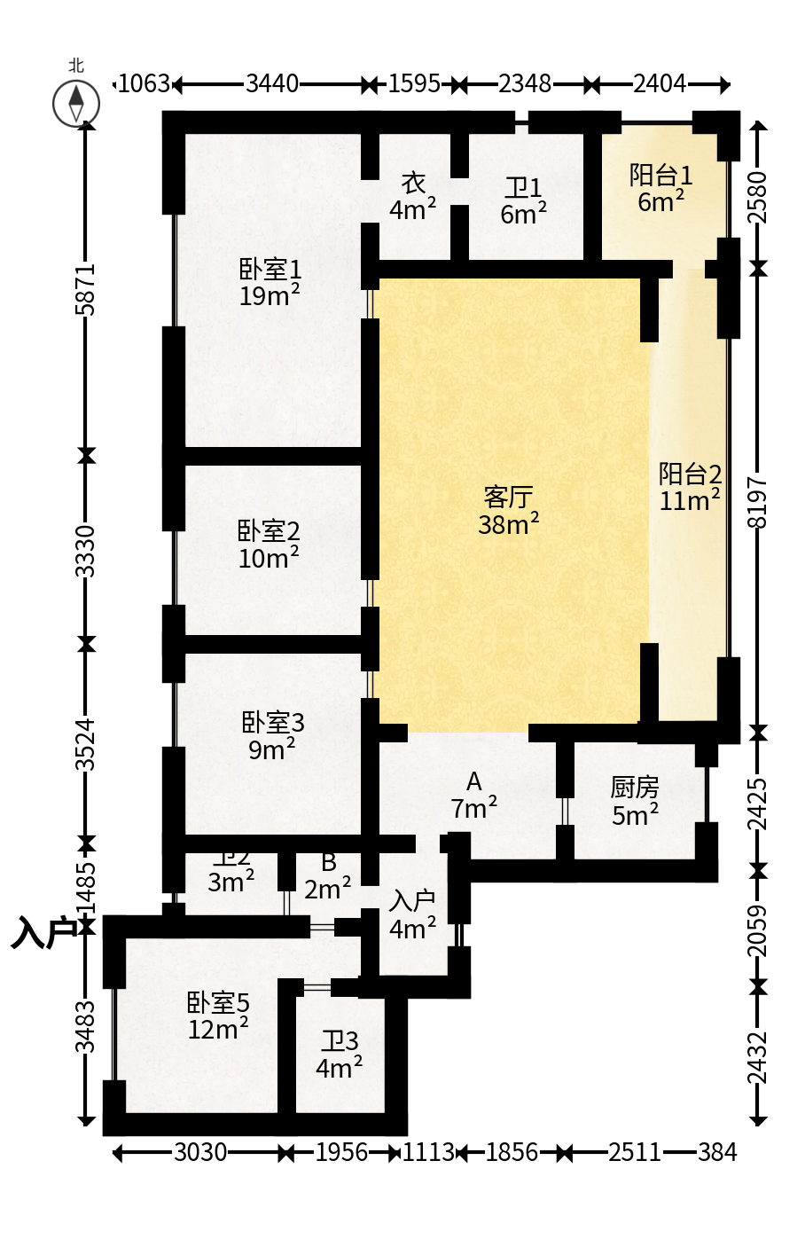 阳光城尚东湾凌云府  4室2厅3卫   187.00万户型图