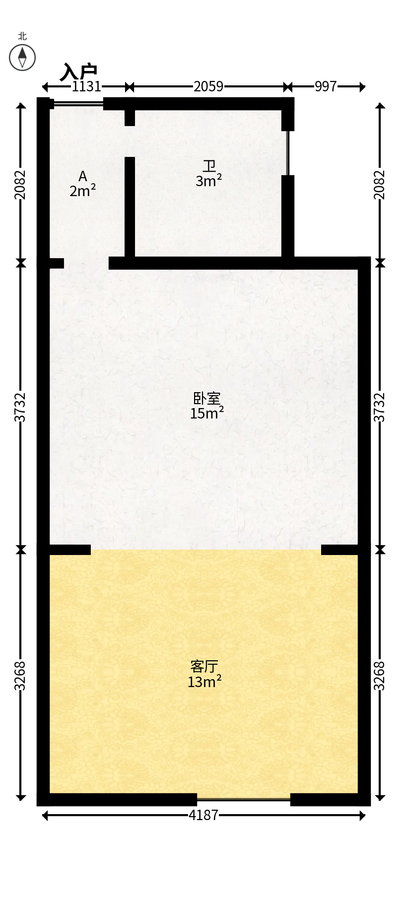 湘府东苑  1室1厅1卫   39.00万户型图