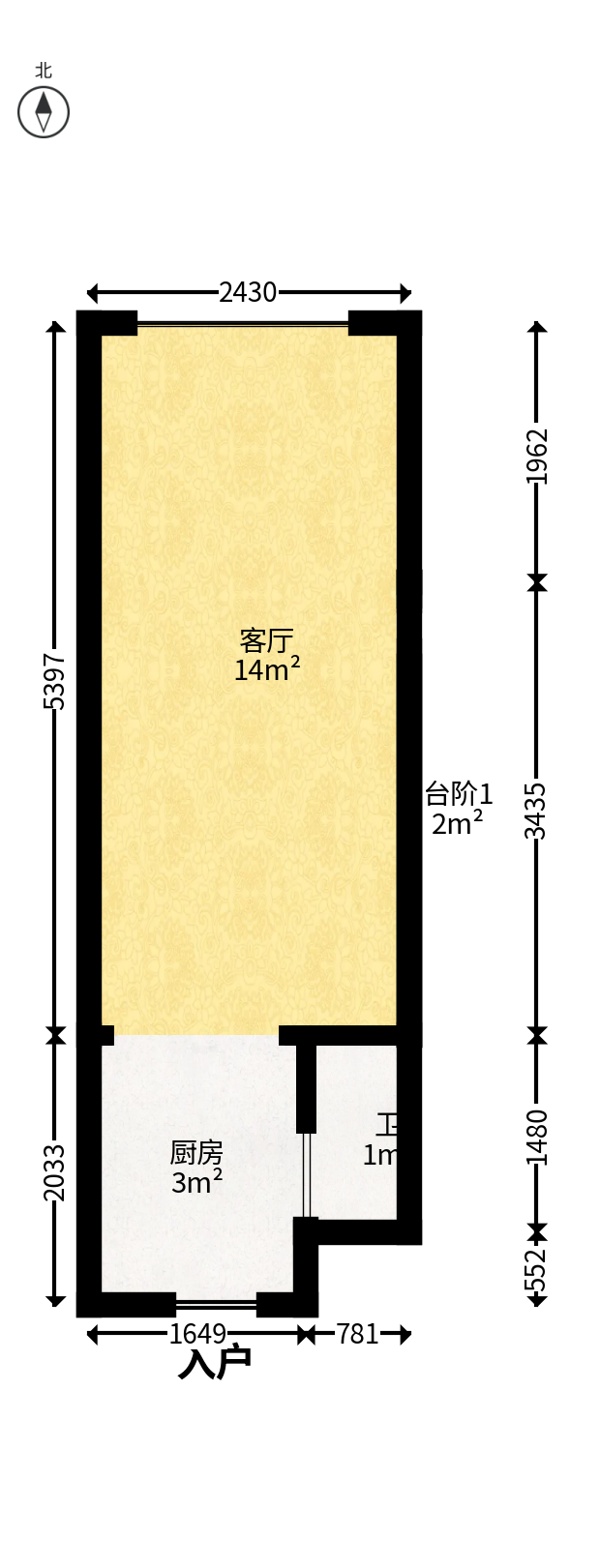 华润翡翠府  1室1厅1卫   29.80万户型图