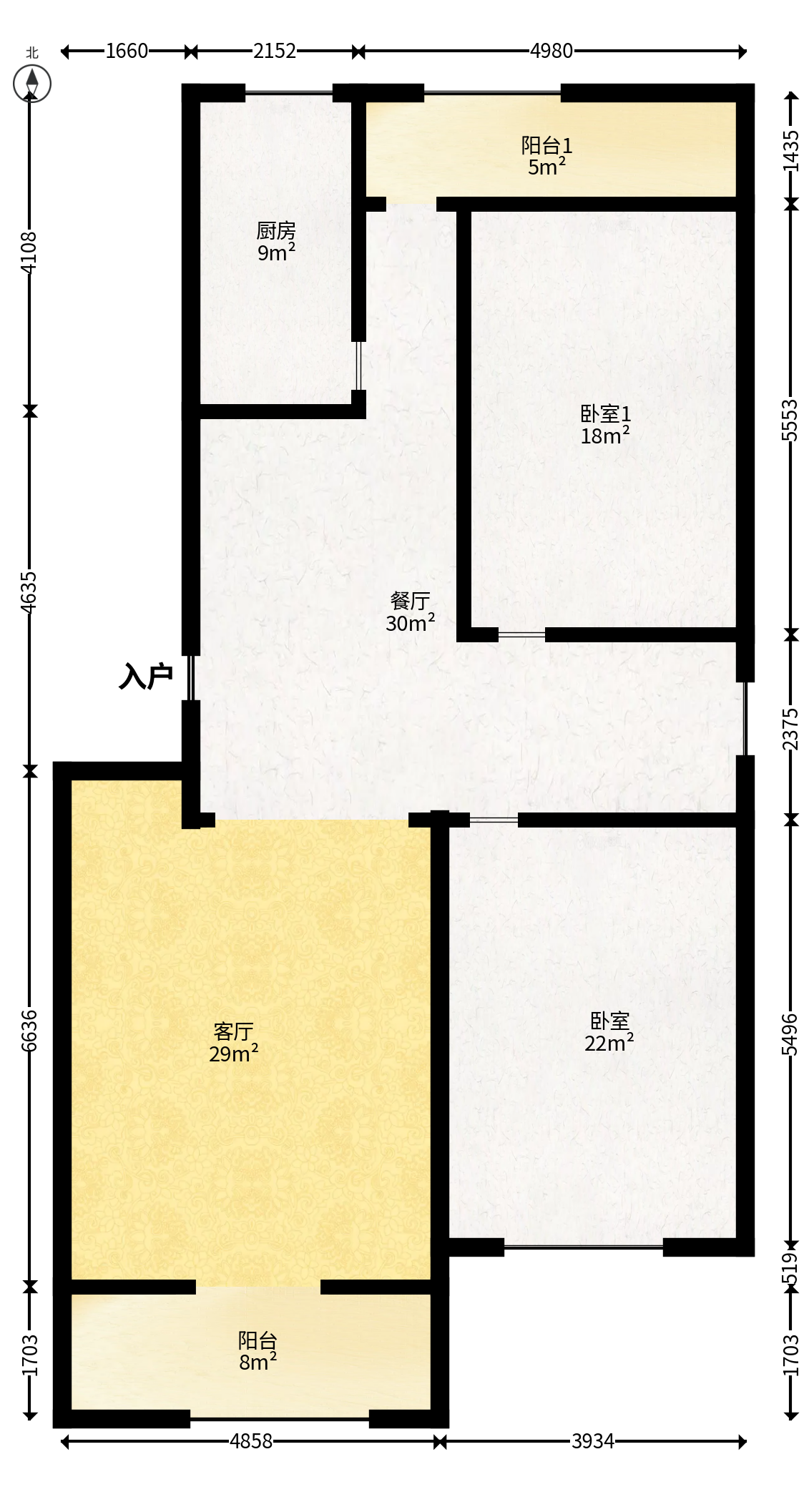 红树湾  2室2厅1卫   42.80万户型图