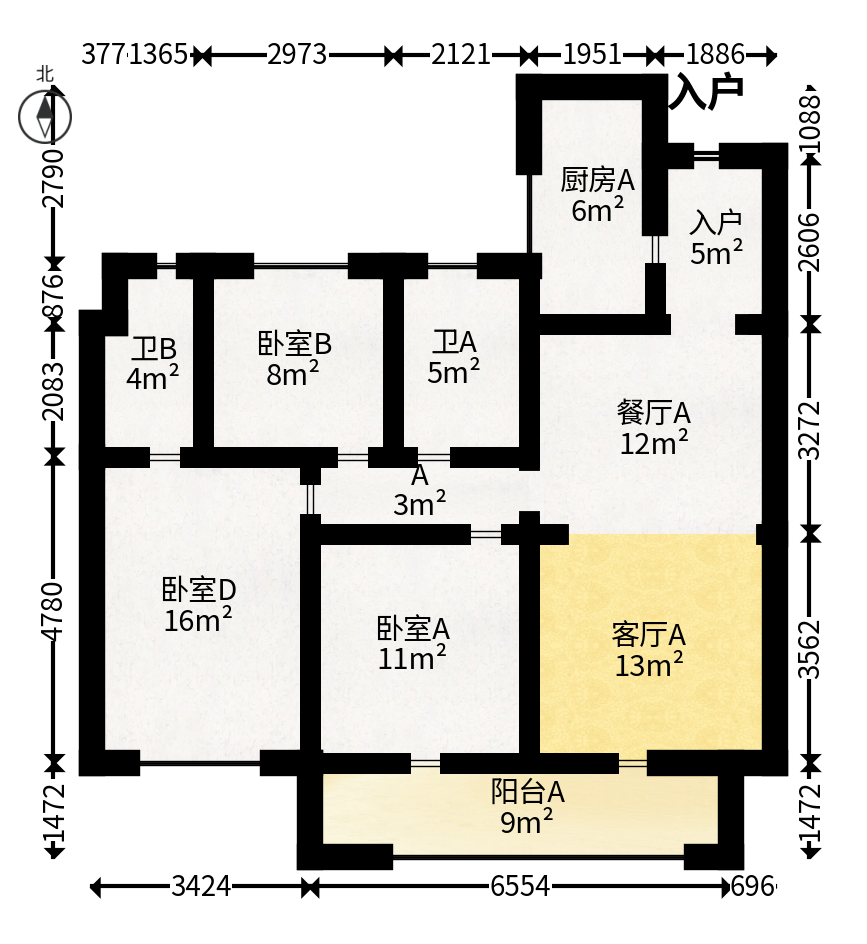龙湖日盛奕境  3室2厅2卫   110.00万户型图