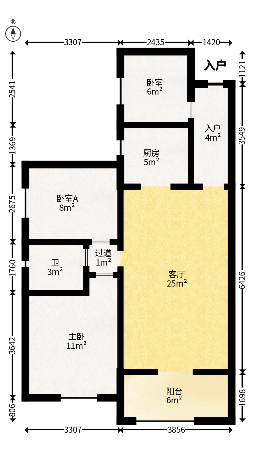 家和院  3室2厅1卫   58.60万户型图