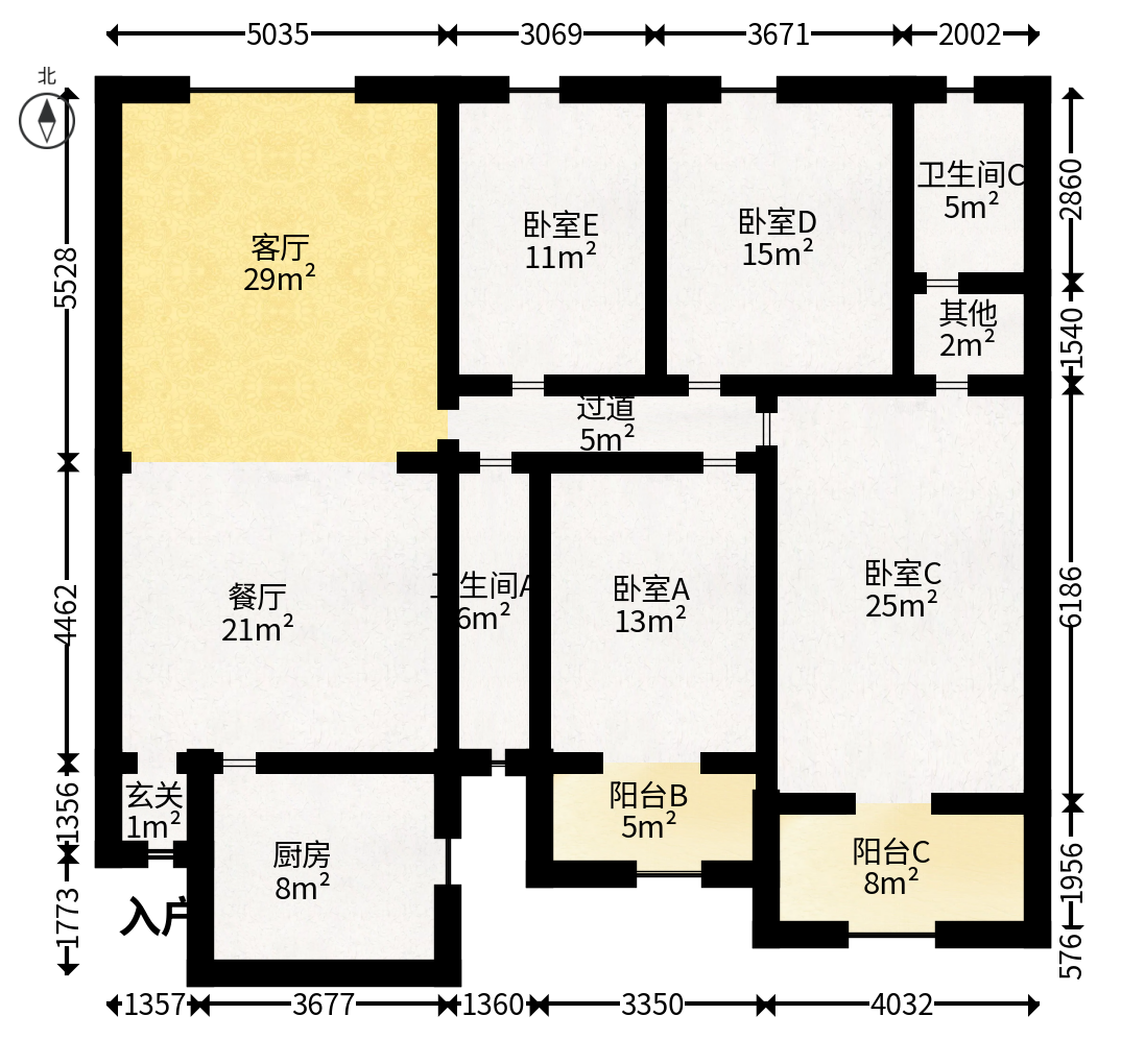 华盛花园  4室2厅2卫   116.00万户型图