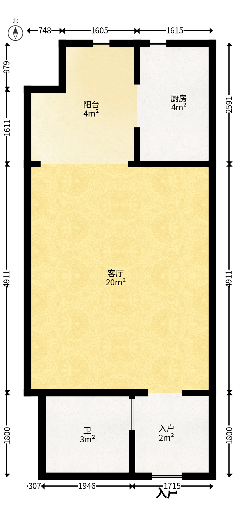 湘域相遇  1室1厅1卫   42.50万户型图