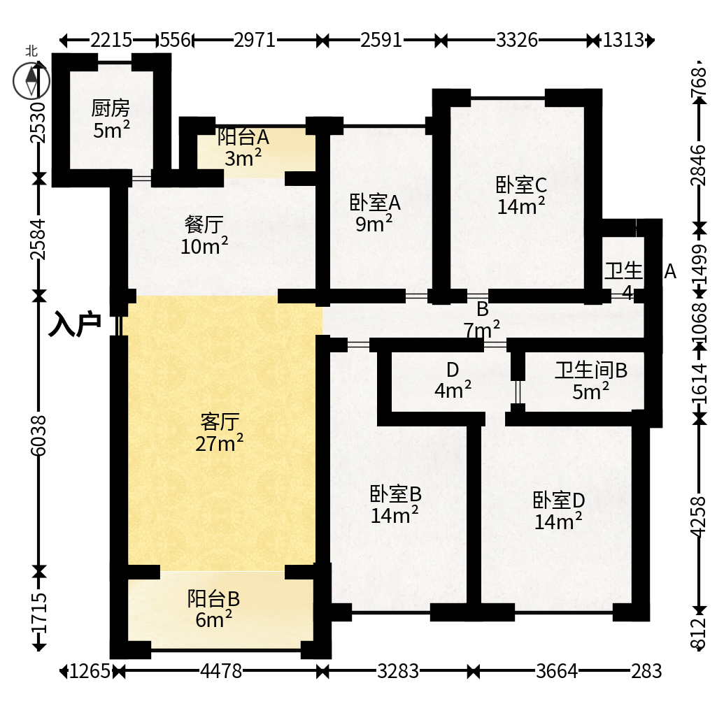 格兰小镇  4室2厅2卫   143.00万户型图
