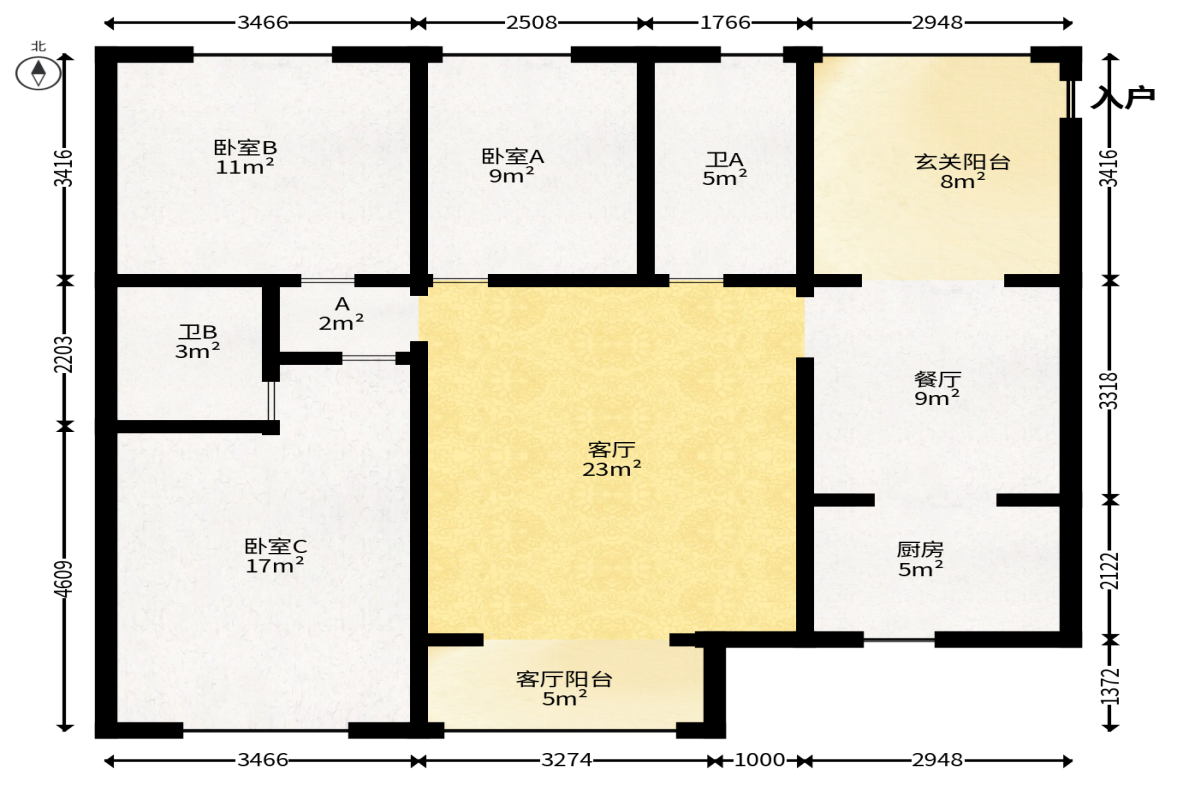 钰龙天下一期  3室2厅2卫   220.00万户型图