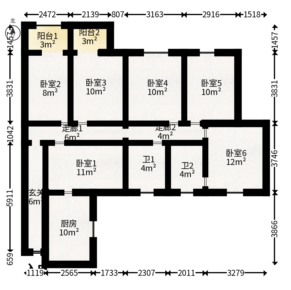 新点苑  3室2厅2卫   79.50万户型图