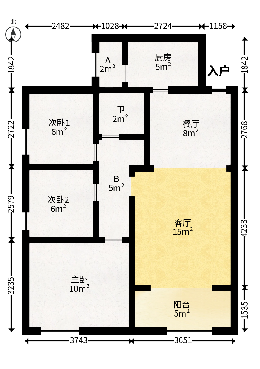 蓝山郡  3室2厅1卫   70.00万户型图