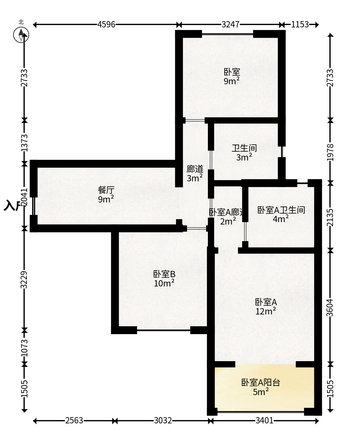 莲香园  3室2厅1卫   75.00万户型图