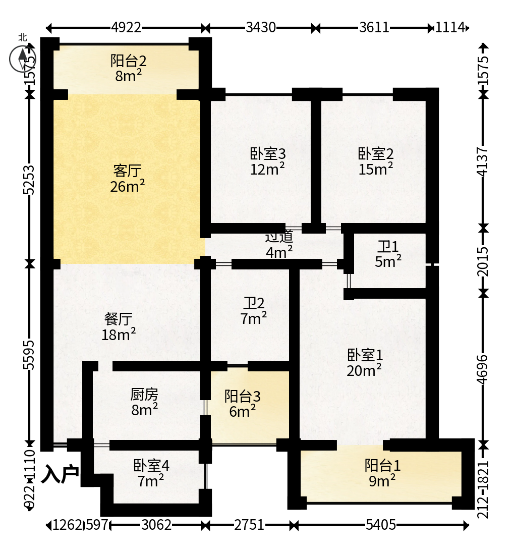万事佳景园  4室2厅2卫   106.00万户型图