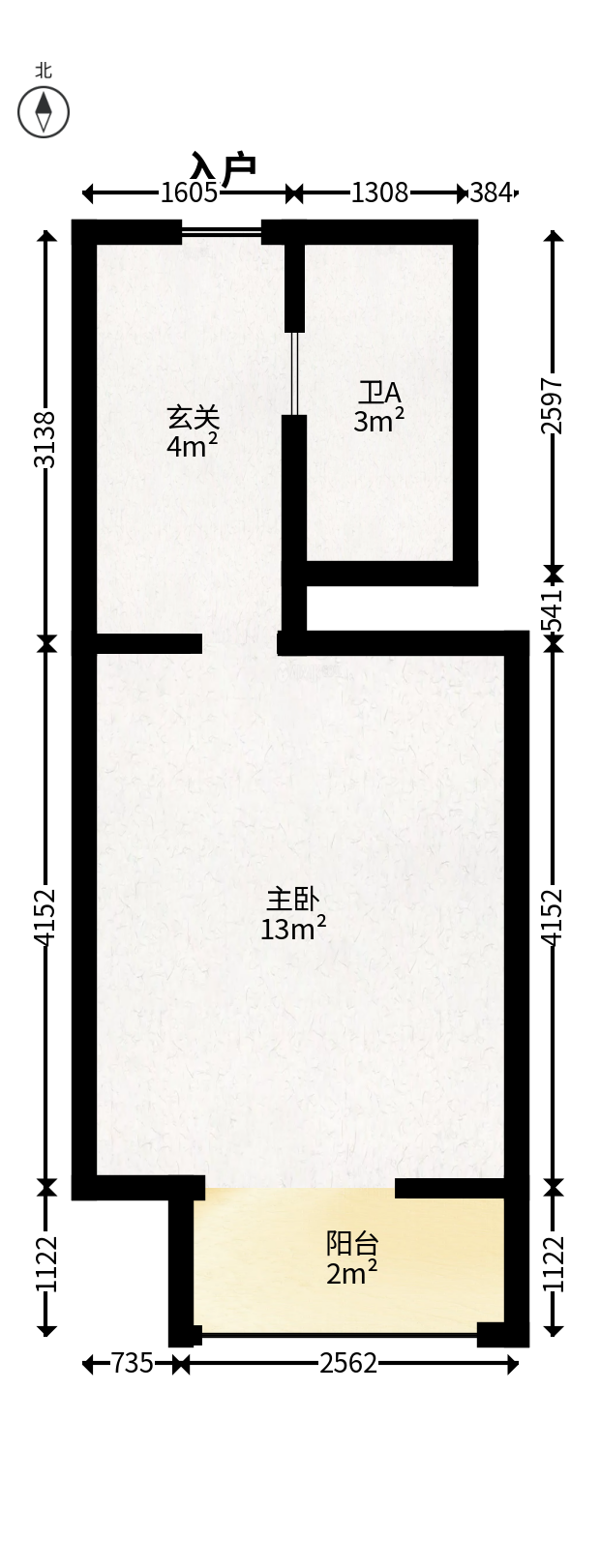 绿地中央广场  1室0厅1卫   28.00万户型图