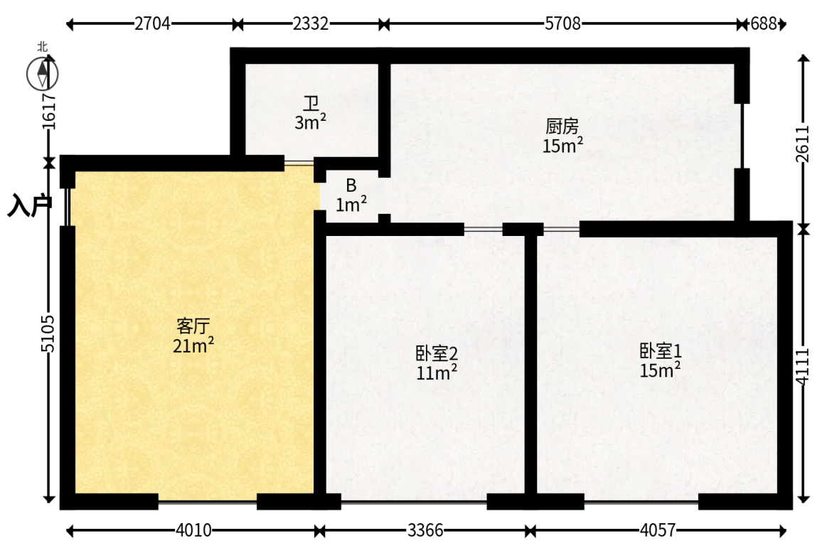 和庄  2室2厅1卫   48.00万户型图