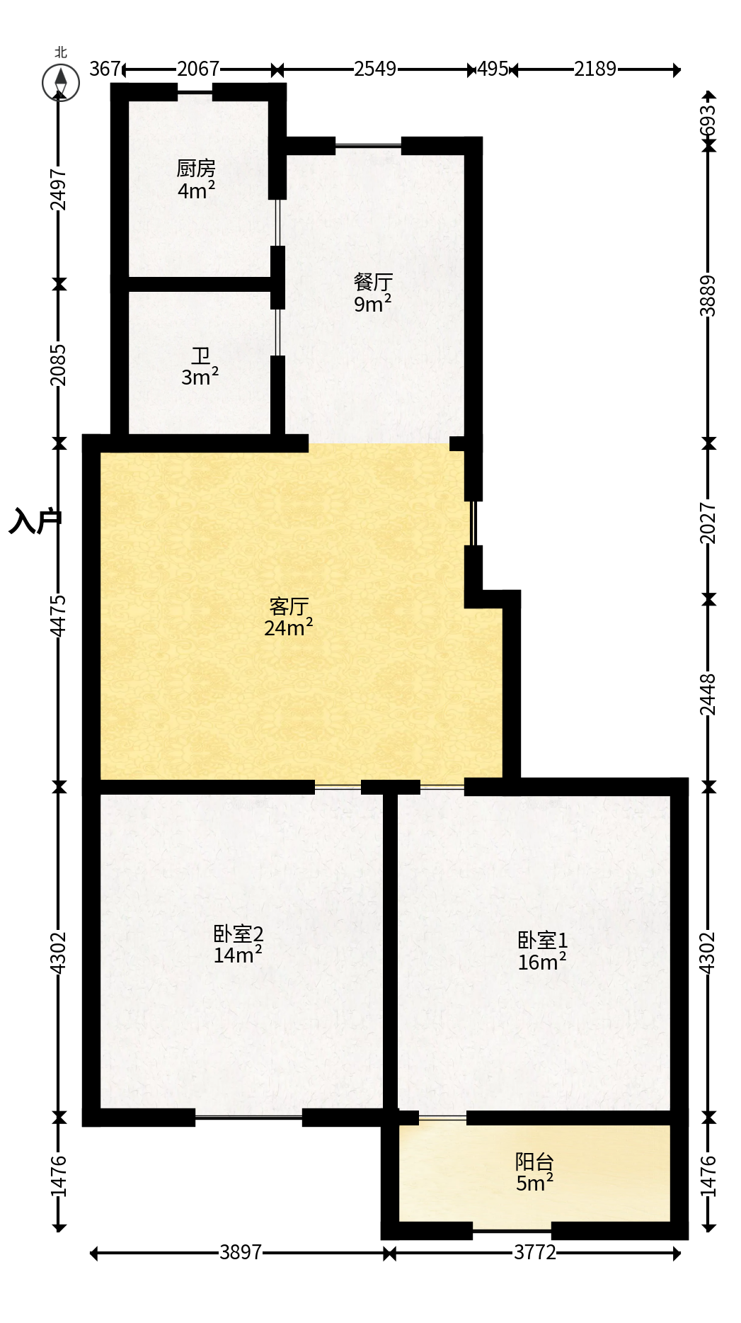 马王堆陶瓷建材新城  2室2厅1卫   50.00万户型图