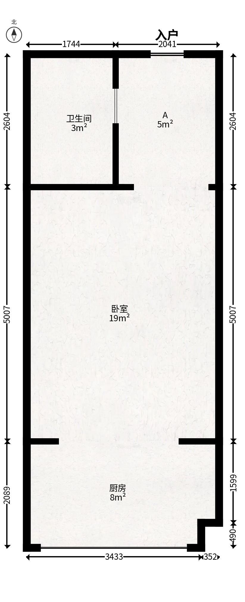 怡海星城  1室1厅1卫   20.00万户型图