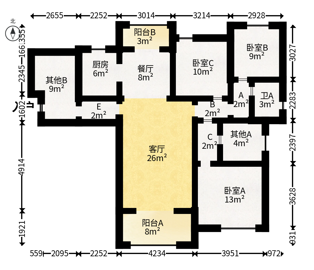 五矿万境水岸二期（五矿万境水岸和苑）  4室2厅2卫   185.00万户型图