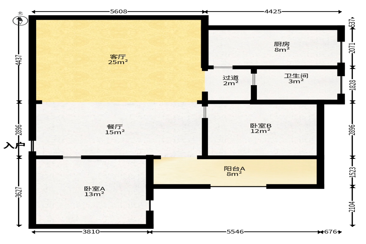 学院新村  2室2厅1卫   91.00万户型图