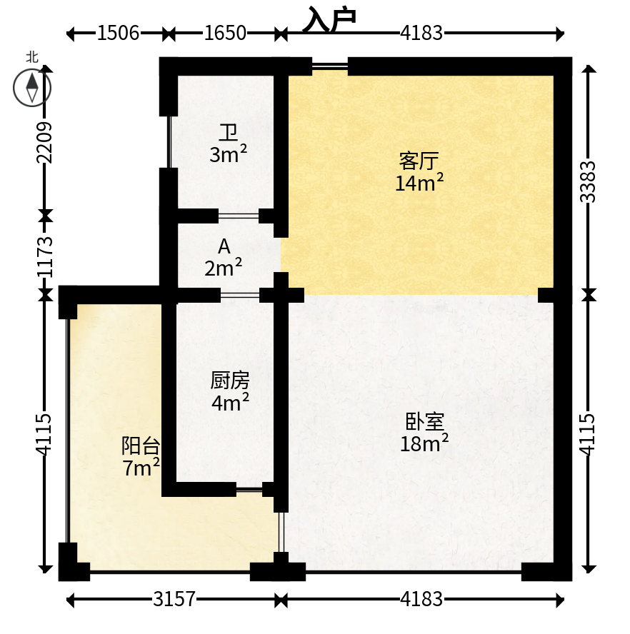 金碧文华  1室1厅1卫   38.80万户型图