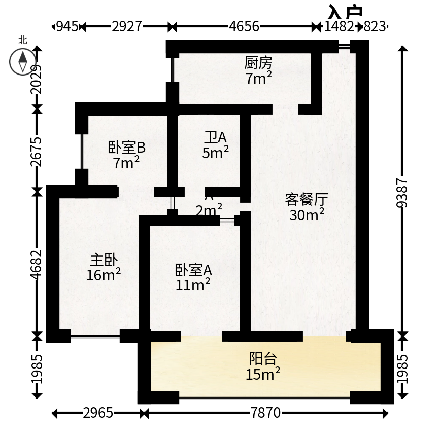兰亭都荟（璟峰苑）  3室2厅1卫   110.00万户型图