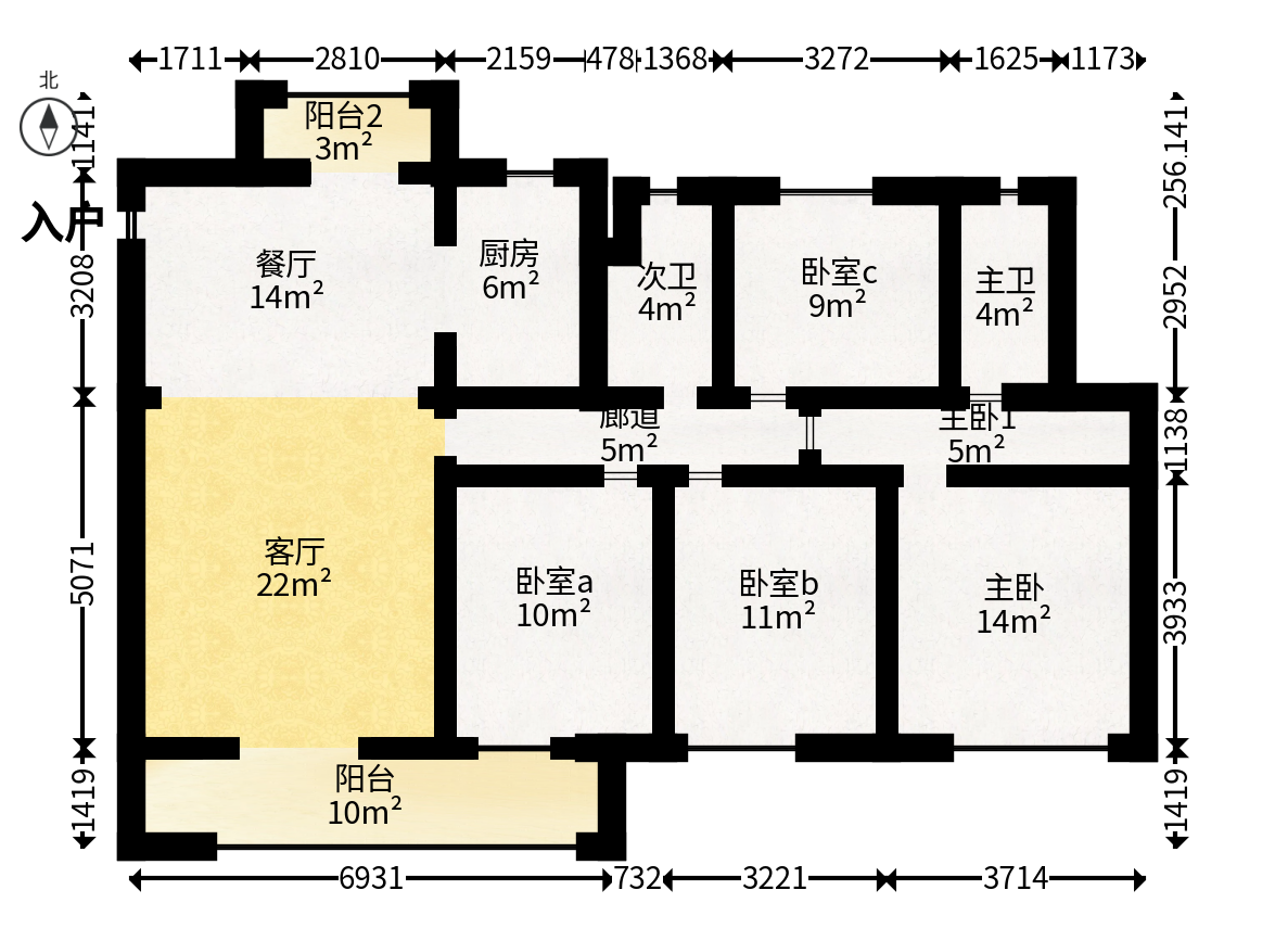 梅溪悦章  4室2厅2卫   168.00万户型图