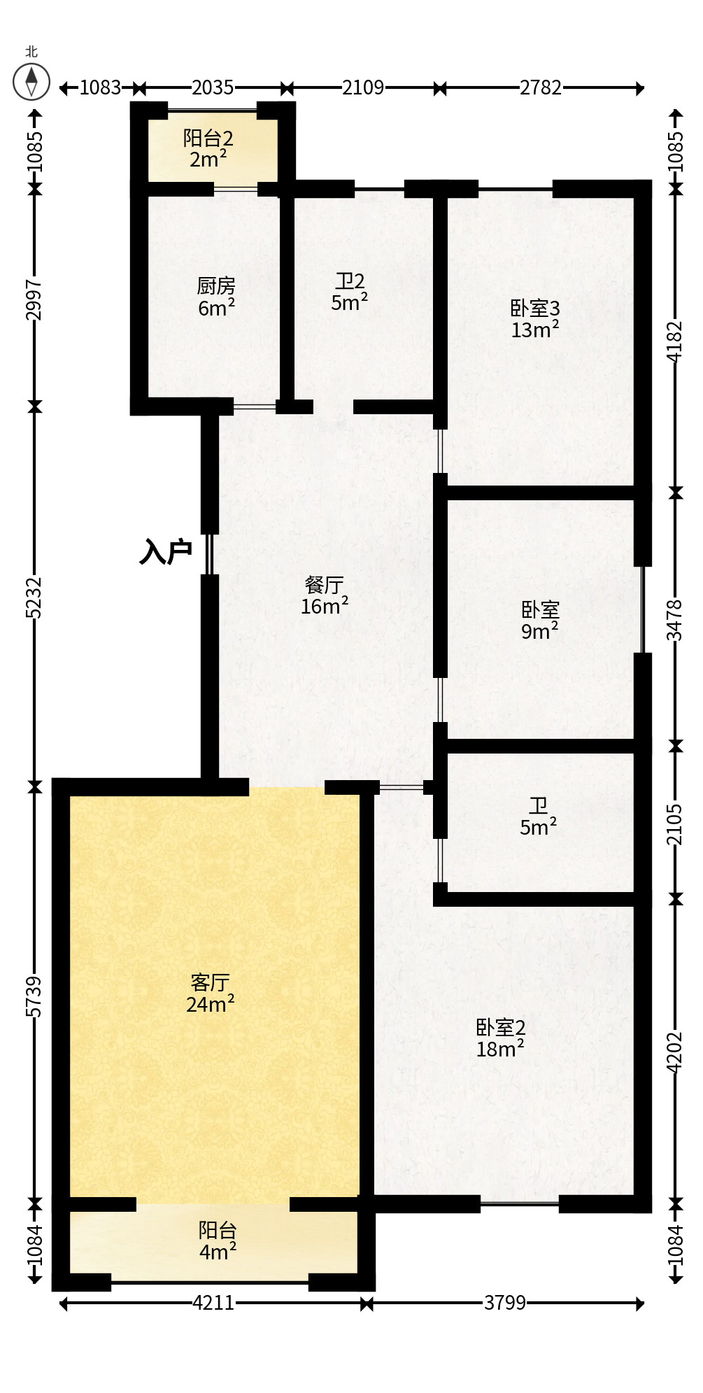 联美品格  3室2厅2卫   79.80万户型图