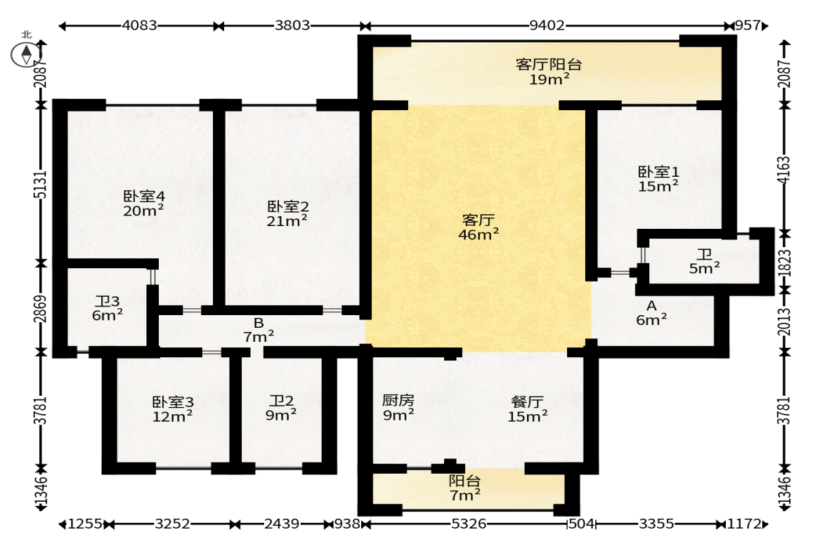 兴铁湘府和园  4室2厅3卫   296.00万户型图