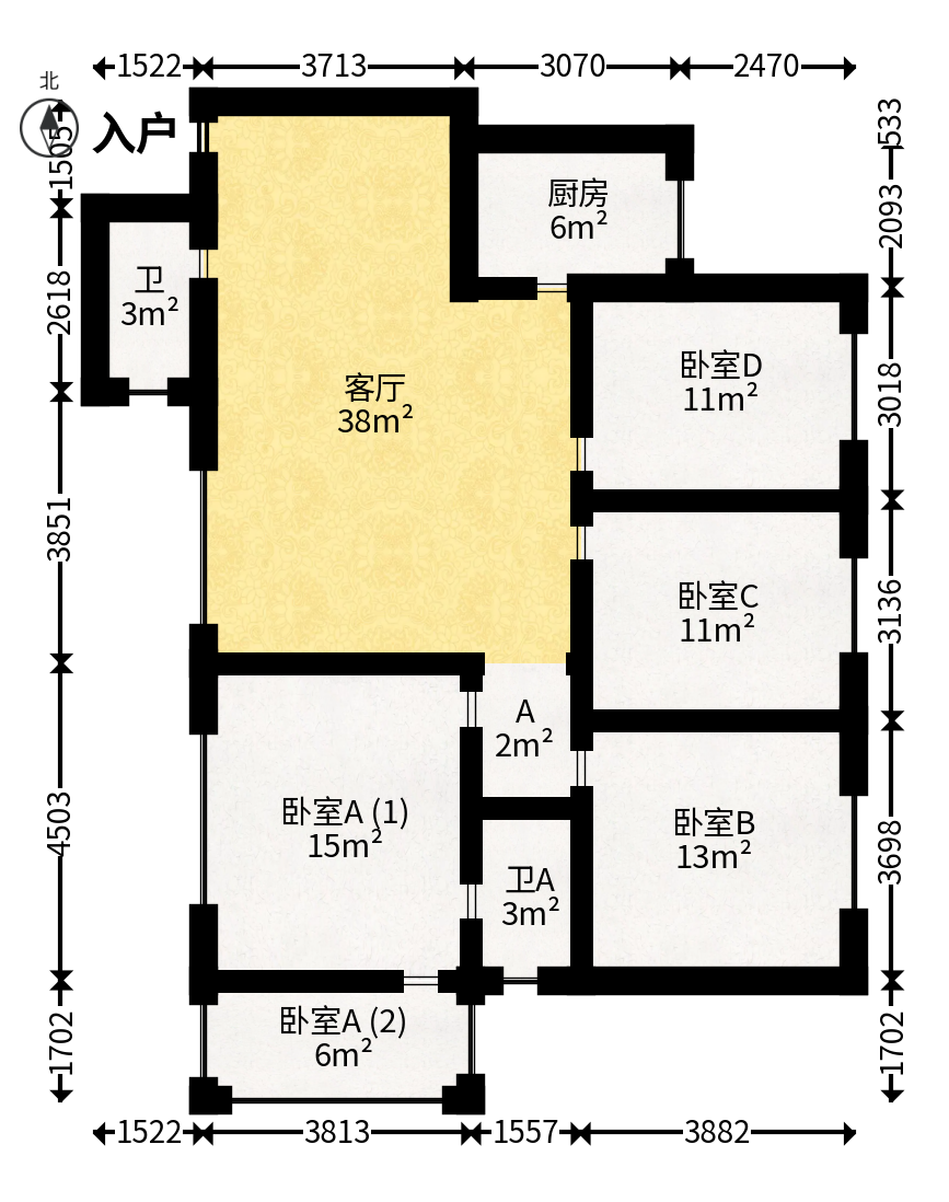 阳明山庄  4室2厅2卫   70.00万户型图