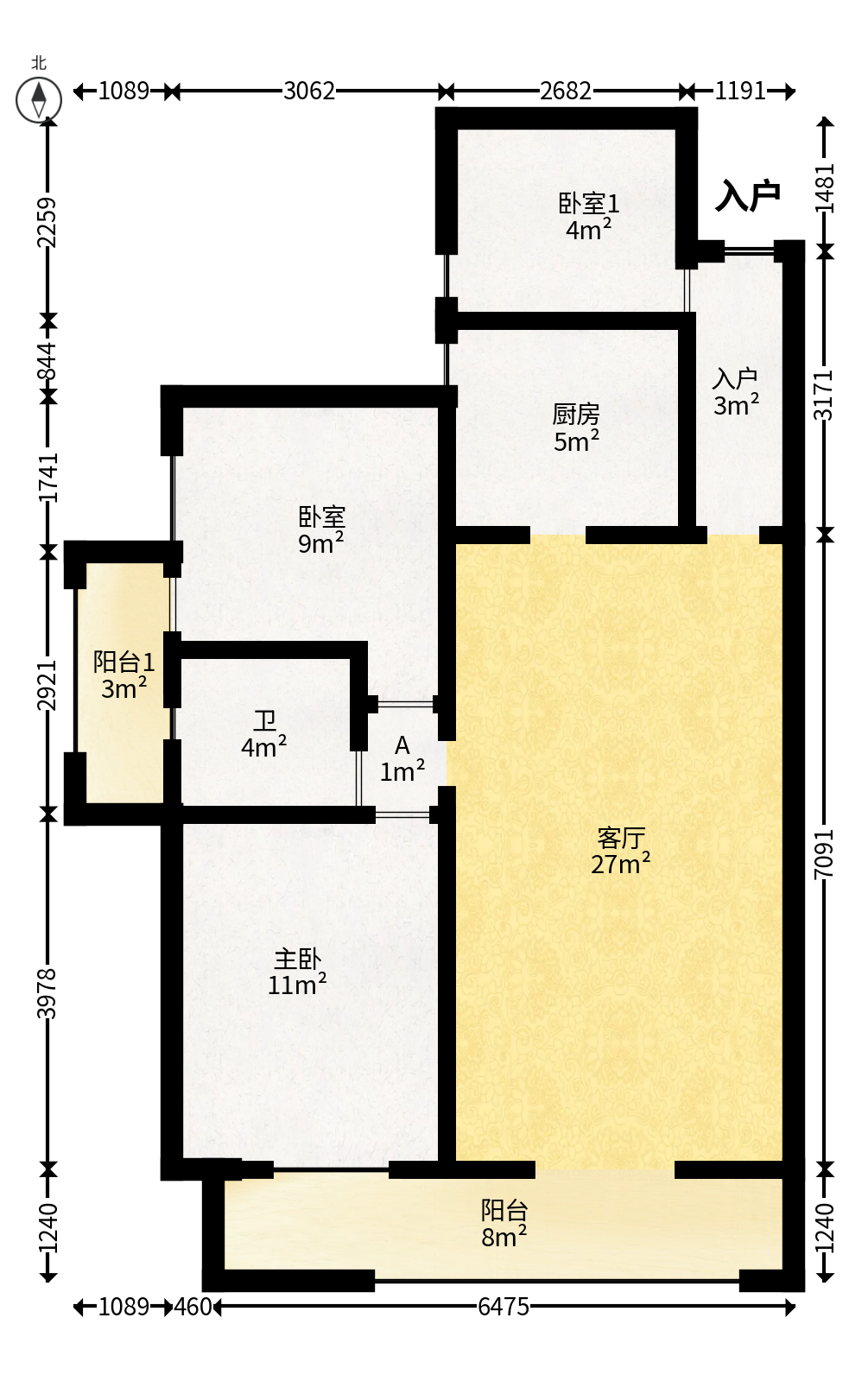 和悦城(蟠龙景苑)  3室2厅1卫   62.00万户型图