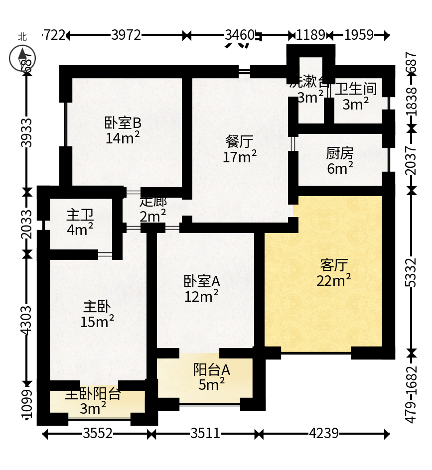 富景园  1室2厅1卫   102.00万户型图