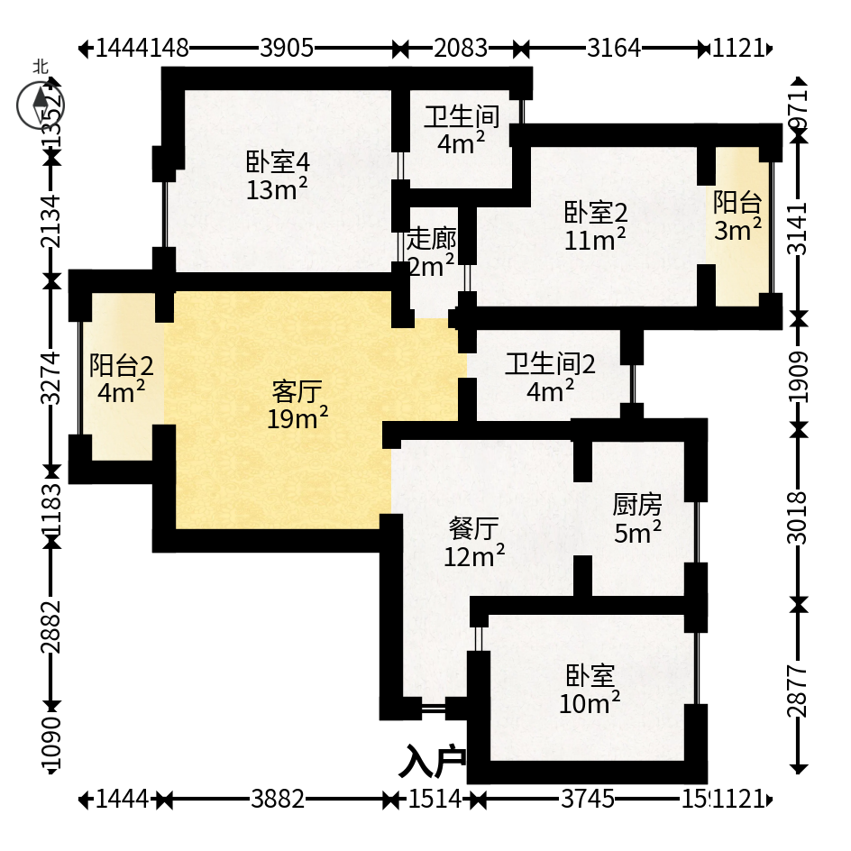福天星中心（福天星雅苑）  3室2厅2卫   125.00万户型图